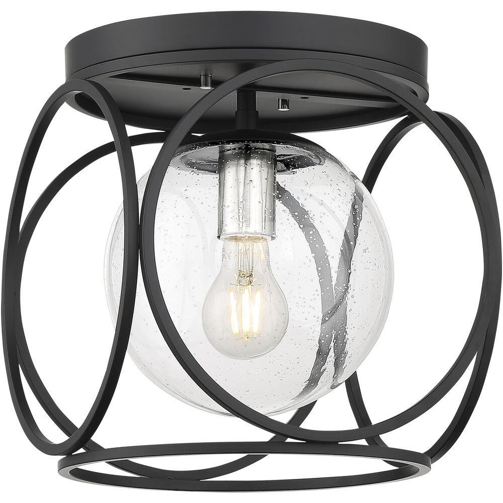Nuvo Lighting Aurora 1 Light 13 Inch Black And Polished Nickel Flush Mount Fixture Ceiling Light