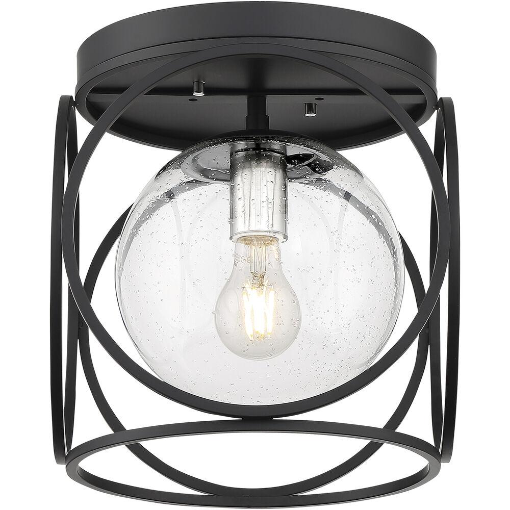 Nuvo Lighting Aurora 1 Light 13 Inch Black And Polished Nickel Flush Mount Fixture Ceiling Light