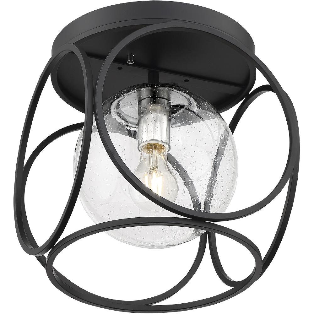 nuvo lighting Aurora 1 Light 13 inch Black and Polished Nickel Flush Mount Fixture Ceiling Light