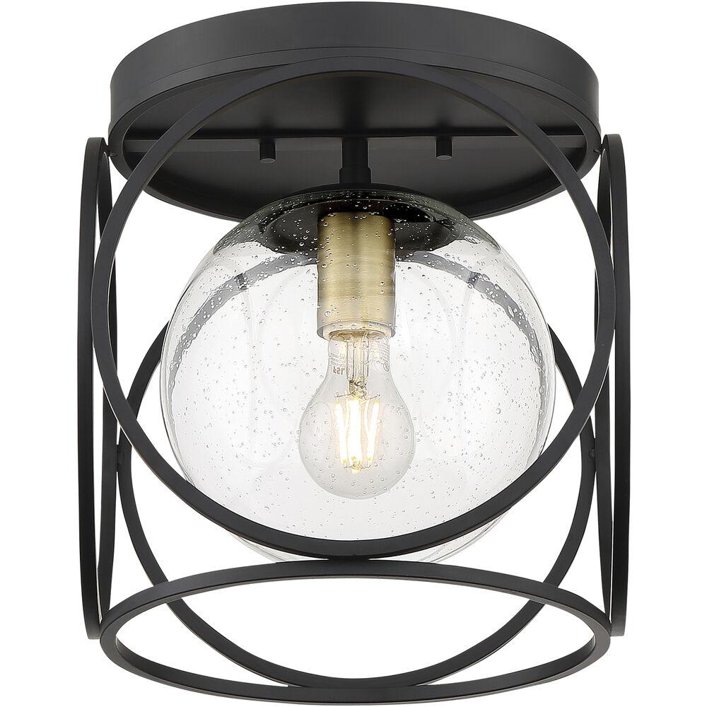 Nuvo Lighting Aurora 1 Light 13 Inch Black And Vintage Brass Flush Mount Fixture Ceiling Light