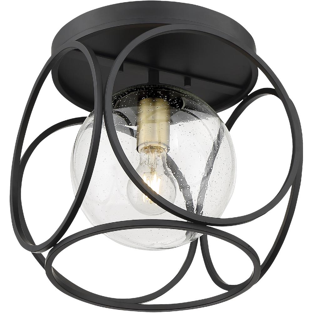 nuvo lighting Aurora 1 Light 13 inch Black and Vintage Brass Flush Mount Fixture Ceiling Light