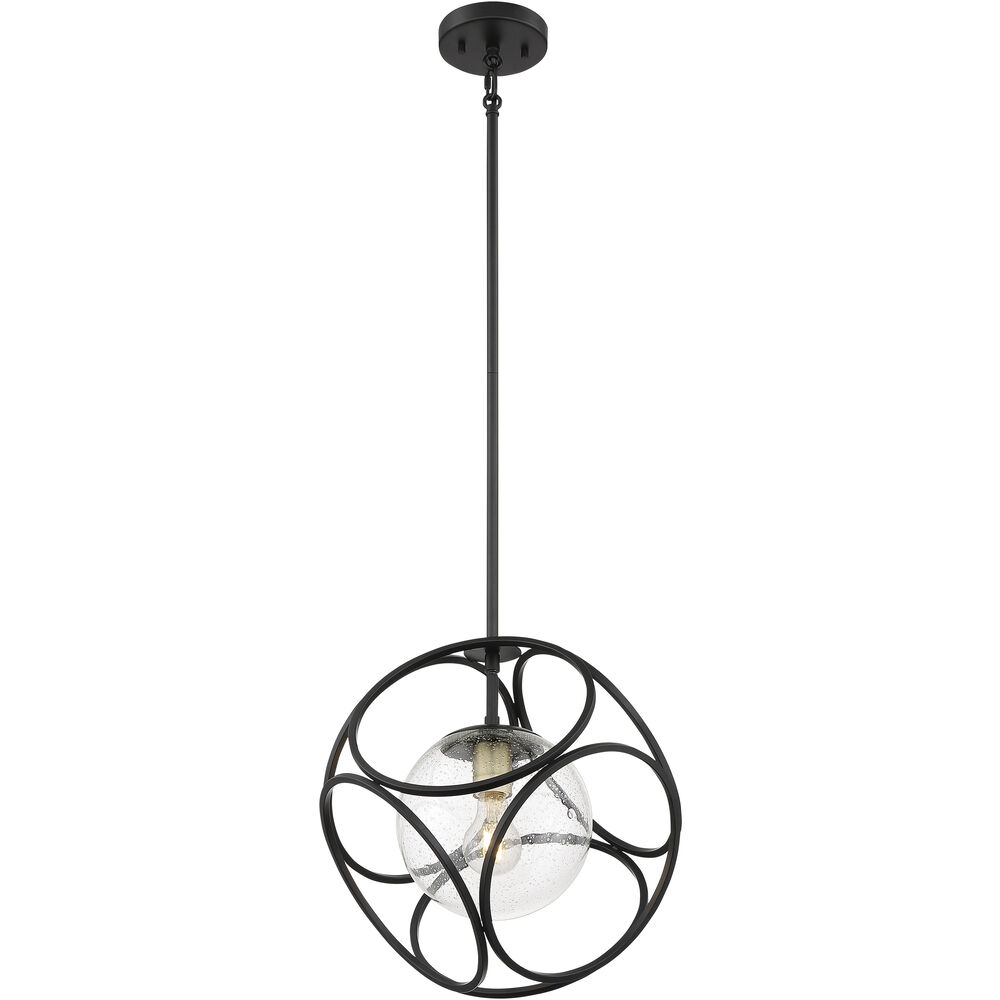 Nuvo Lighting Aurora 1 Light 14 Inch Black And Vintage Brass Pendant Ceiling Light