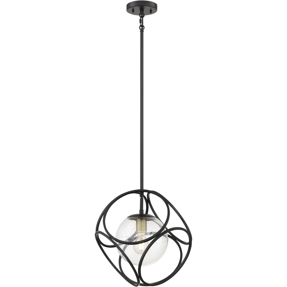 Nuvo Lighting Aurora 1 Light 14 Inch Black And Vintage Brass Pendant Ceiling Light