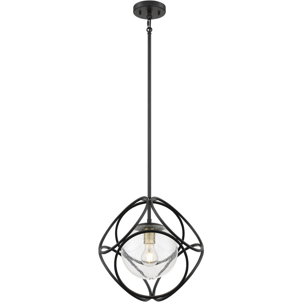 Nuvo Lighting Aurora 1 Light 14 Inch Black And Vintage Brass Pendant Ceiling Light