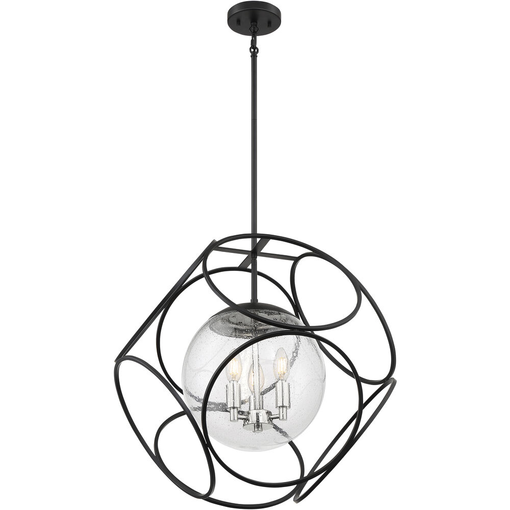 Nuvo Lighting Aurora 3 Light 22 Inch Black And Polished Nickel Pendant Ceiling Light