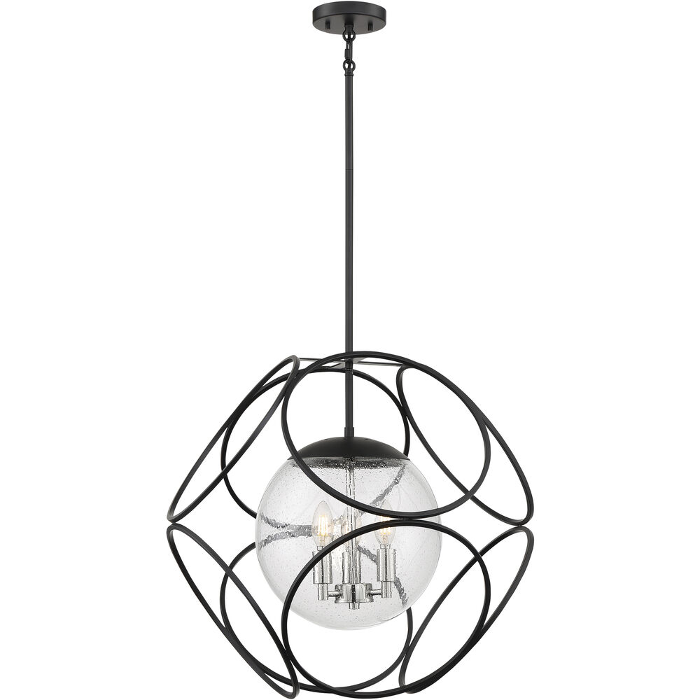 Nuvo Lighting Aurora 3 Light 22 Inch Black And Polished Nickel Pendant Ceiling Light