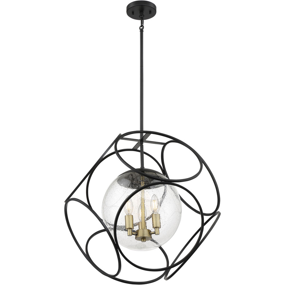 Nuvo Lighting Aurora 3 Light 22 Inch Black And Vintage Brass Pendant Ceiling Light