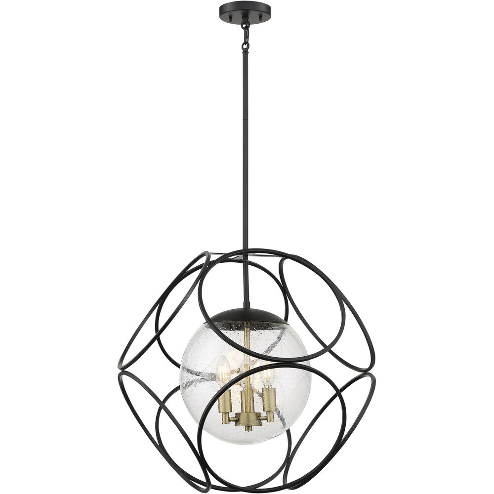 Nuvo Lighting Aurora 3 Light 22 Inch Black And Vintage Brass Pendant Ceiling Light