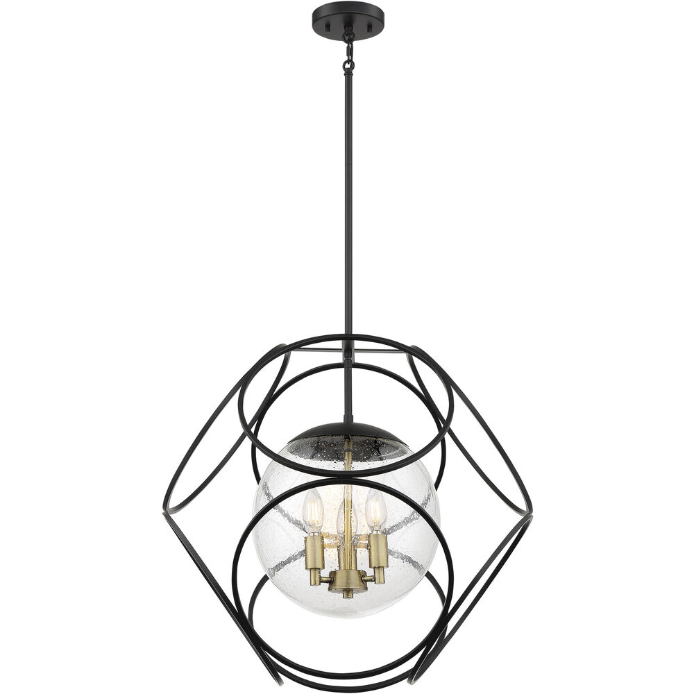 Nuvo Lighting Aurora 3 Light 22 Inch Black And Vintage Brass Pendant Ceiling Light