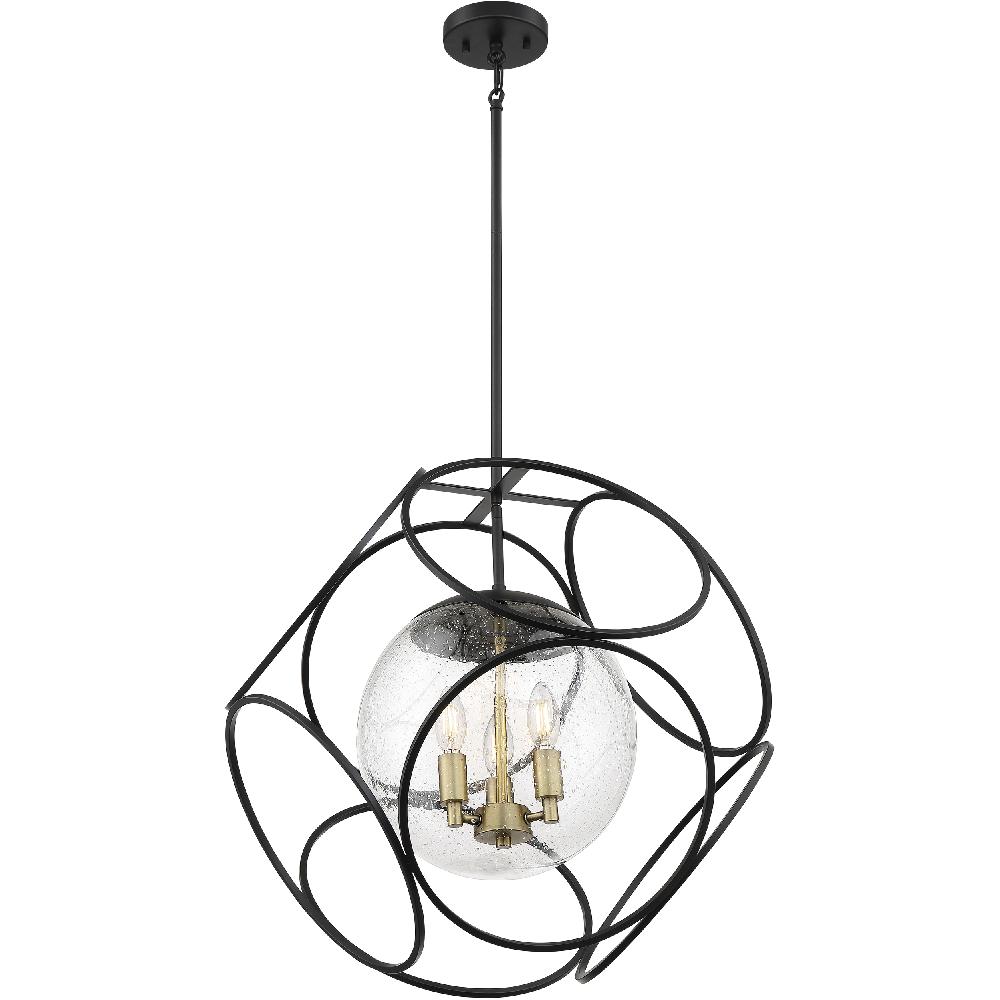 nuvo lighting Aurora 3 Light 22 inch Black and Vintage Brass Pendant Ceiling Light