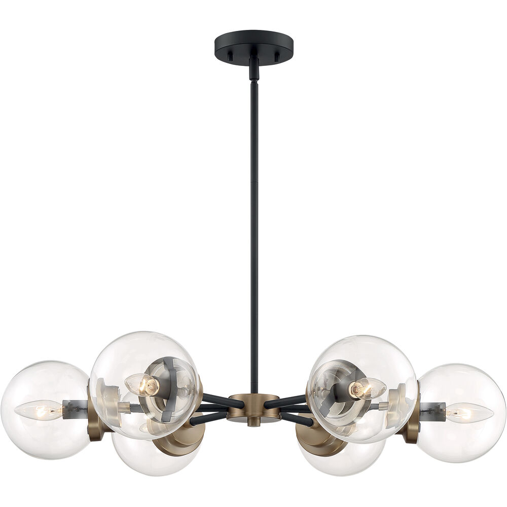 Nuvo Lighting Axis 6 Light 30 Inch Matte Black And Brass Chandelier Ceiling Light