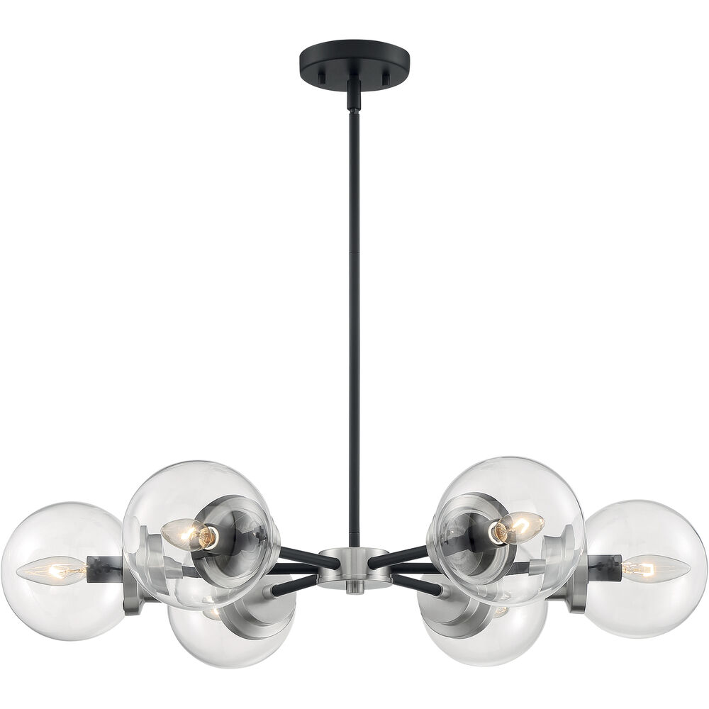 Nuvo Lighting Axis 6 Light 30 Inch Matte Black And Brushed Nickel Accents Chandelier Ceiling Light