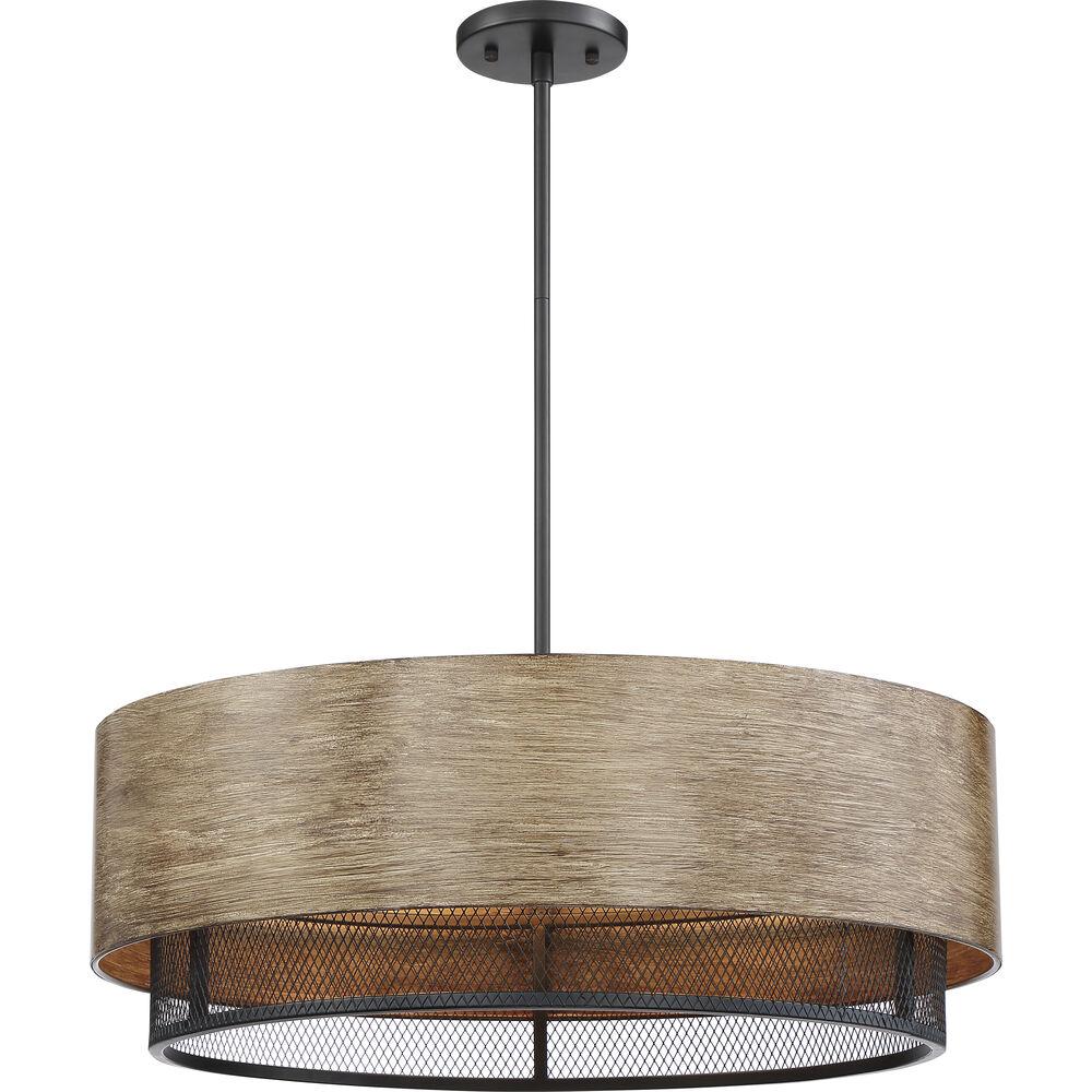 Nuvo Lighting Barrique 5 Light 24 Inch Black And Honey Wood Pendant Ceiling Light