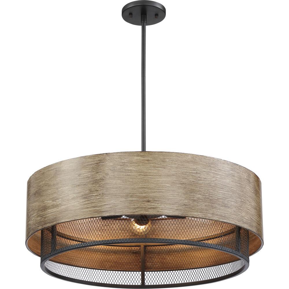 Nuvo Lighting Barrique 5 Light 24 Inch Black And Honey Wood Pendant Ceiling Light