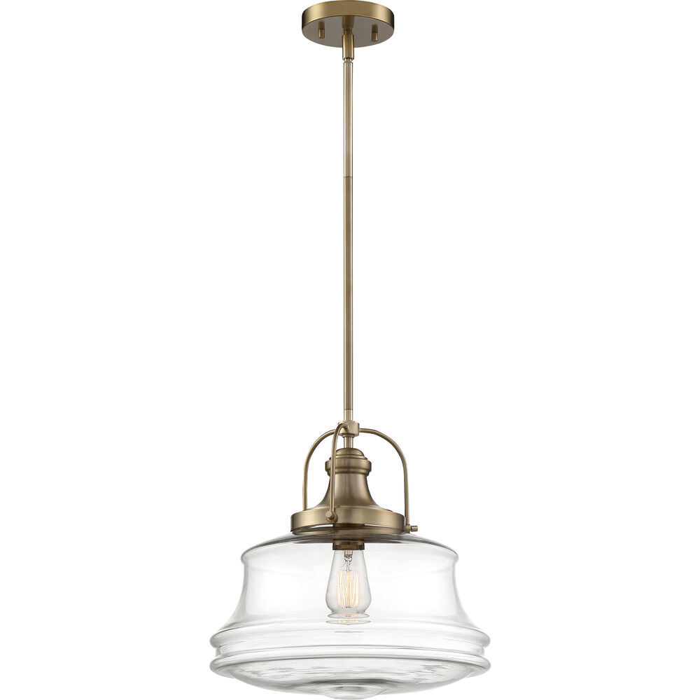 Nuvo Lighting Basel 1 Light 14 Inch Burnished Brass And Clear Pendant Ceiling Light