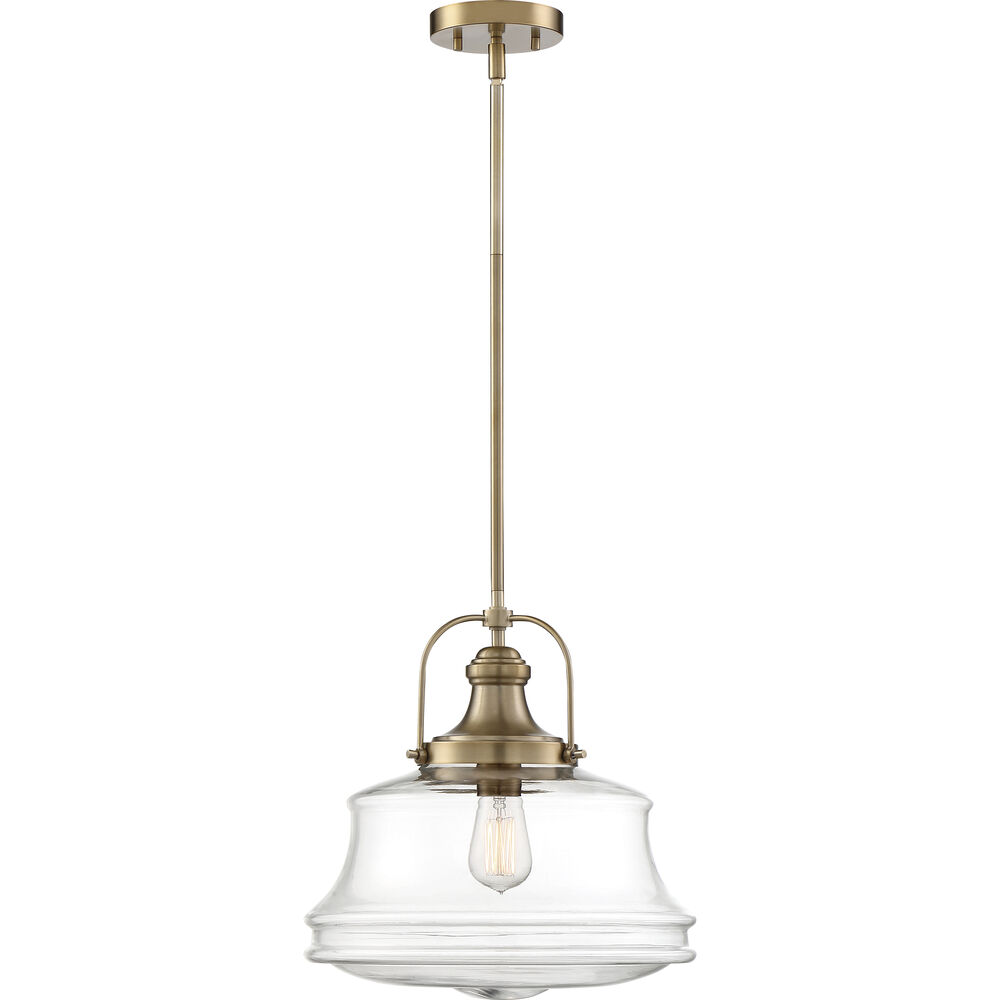 Nuvo Lighting Basel 1 Light 14 Inch Burnished Brass And Clear Pendant Ceiling Light