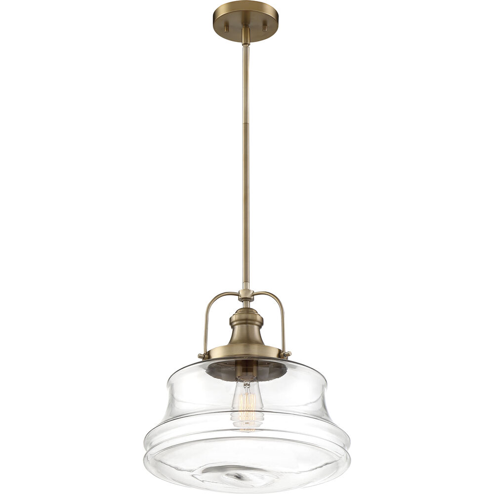 Nuvo Lighting Basel 1 Light 14 Inch Burnished Brass And Clear Pendant Ceiling Light