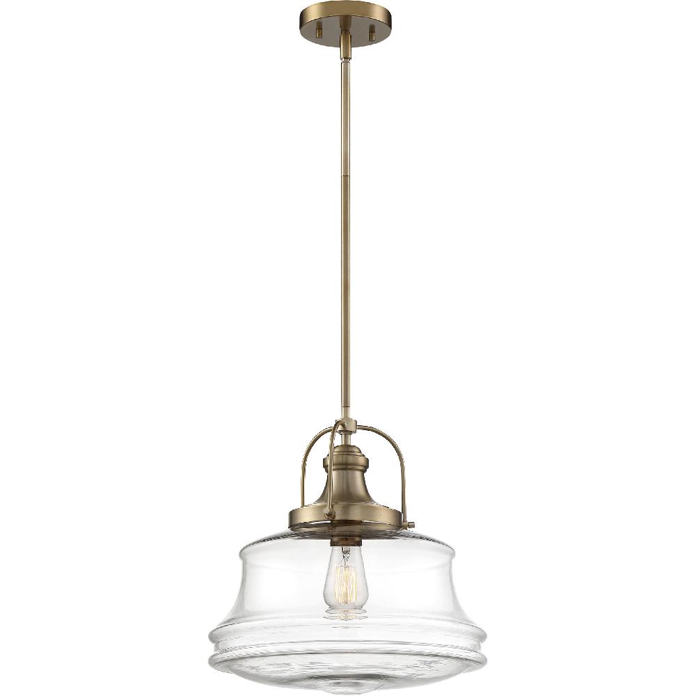 nuvo lighting Basel 1 Light 14 inch Burnished Brass and Clear Pendant Ceiling Light