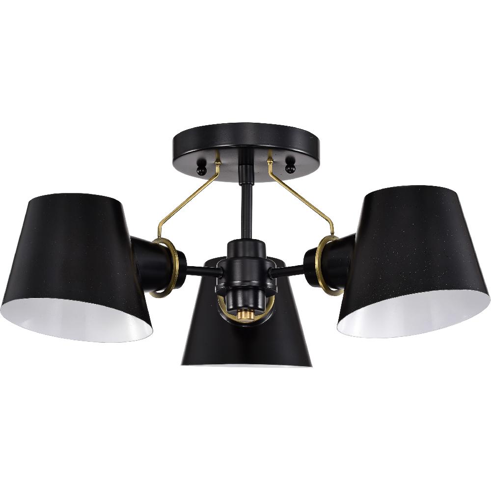 nuvo lighting Baxter 3 Light 20 inch Black/Burnished Brass Semi Flush Ceiling Light