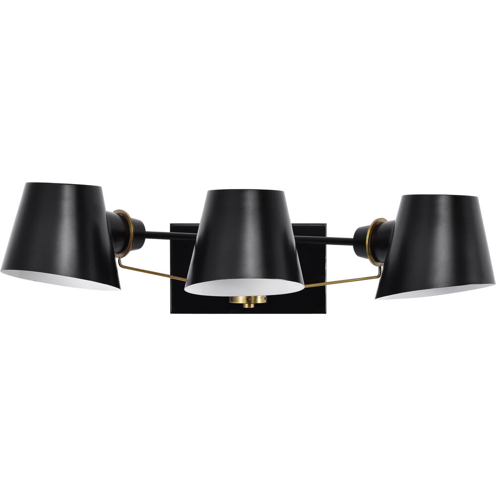 Nuvo Lighting Baxter 3 Light 23.5 Inch Black/Burnished Brass Bathroom Vanity Lights Wall Light