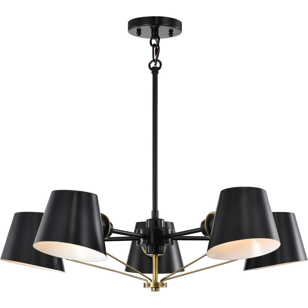 Nuvo Lighting Baxter 5 Light 28 Inch Black/Burnished Brass Chandelier Ceiling Light