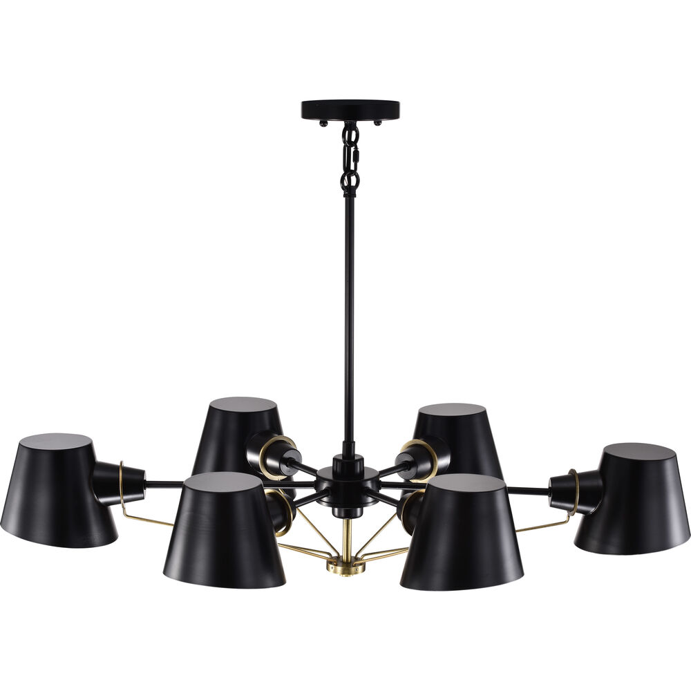 Nuvo Lighting Baxter 6 Light 20.25 Inch Black/Burnished Brass Chandelier Ceiling Light