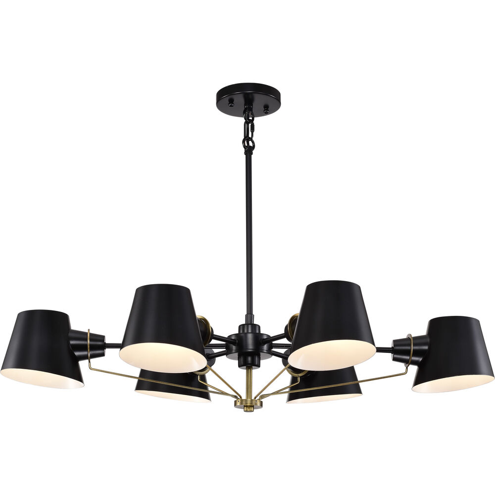 Nuvo Lighting Baxter 6 Light 20.25 Inch Black/Burnished Brass Chandelier Ceiling Light