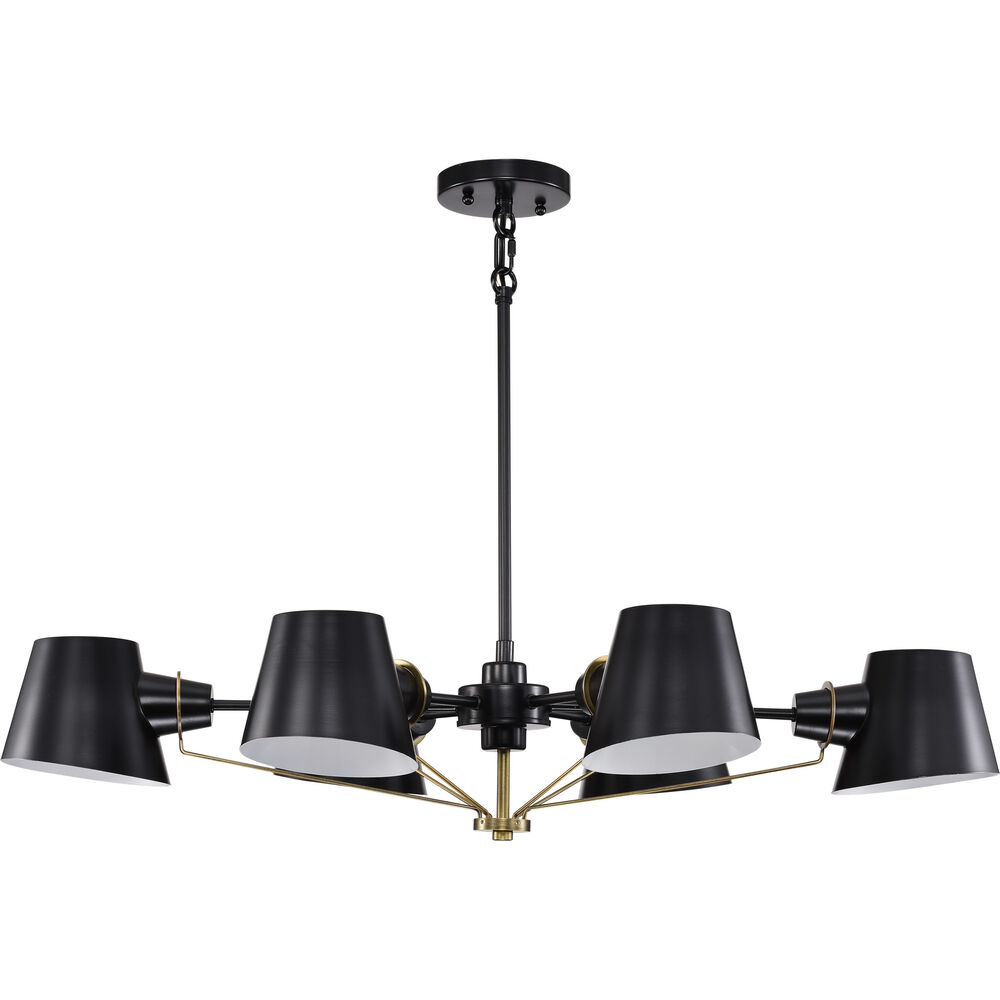 Nuvo Lighting Baxter 6 Light 20.25 Inch Black/Burnished Brass Chandelier Ceiling Light