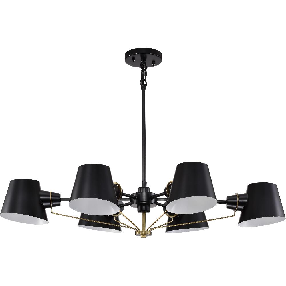 nuvo lighting Baxter 6 Light 20.25 inch Black/Burnished Brass Chandelier Ceiling Light