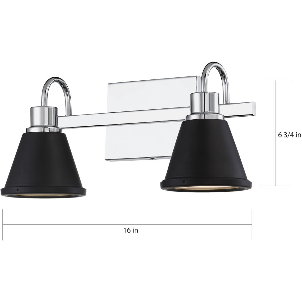 Nuvo Lighting Bette LED 16 Inch Polished Nickel And Matte Black Vanity Light Wall Light