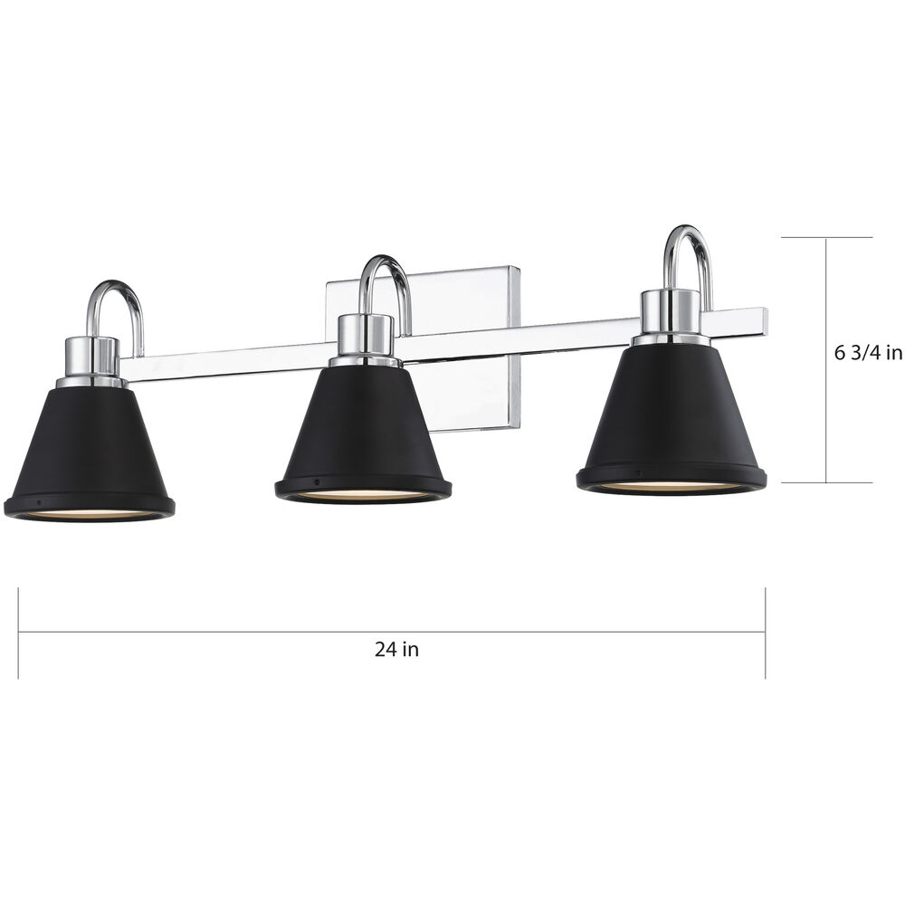 Nuvo Lighting Bette LED 24 Inch Polished Nickel And Matte Black Vanity Light Wall Light