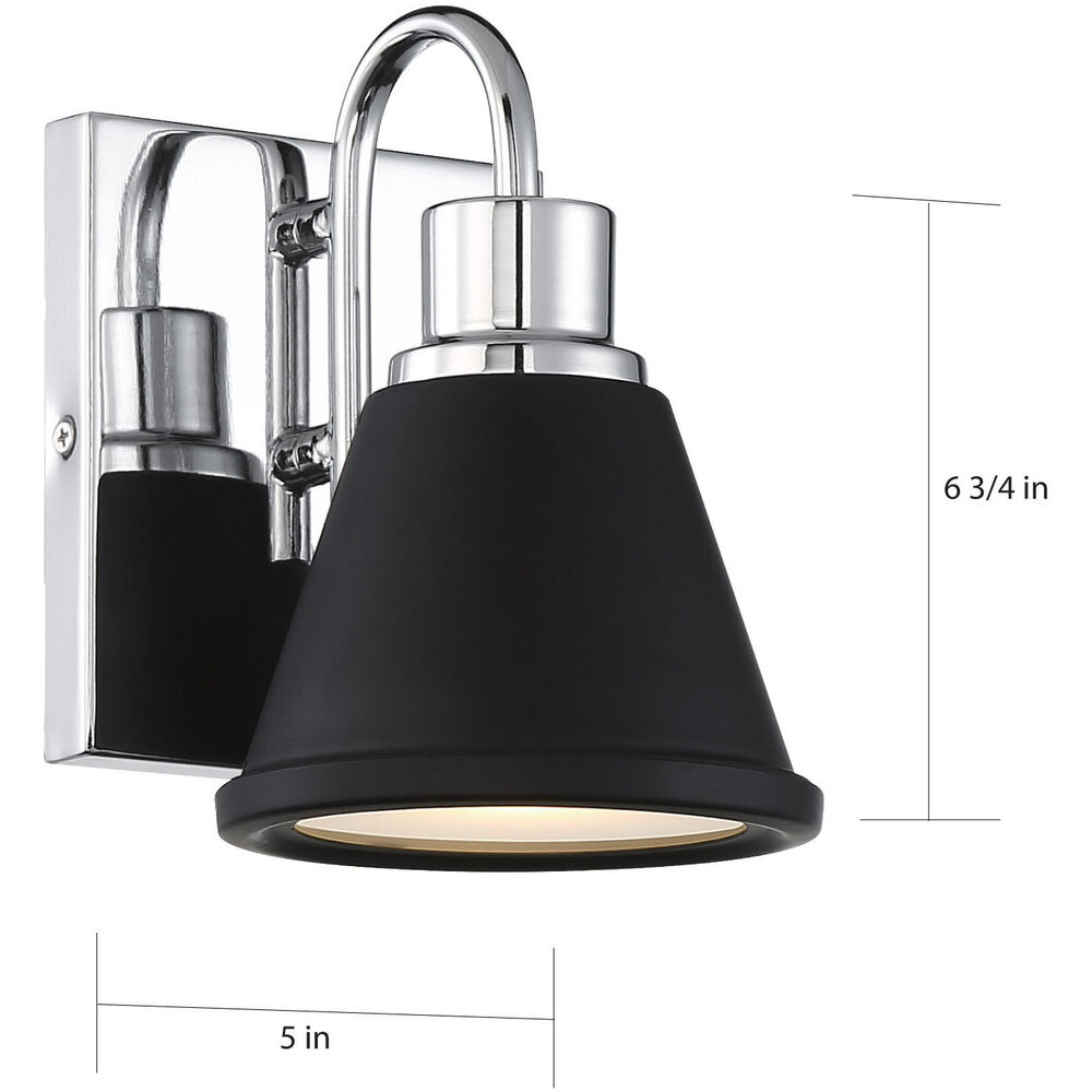 Nuvo Lighting Bette LED 6.13 Inch Polished Nickel And Matte Black Vanity Light Wall Light