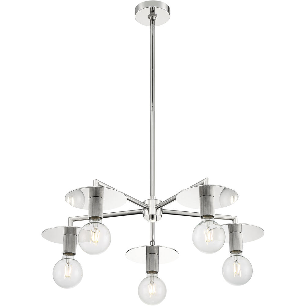 Nuvo Lighting Bizet 5 Light 28 Inch Polished Nickel Chandelier Ceiling Light