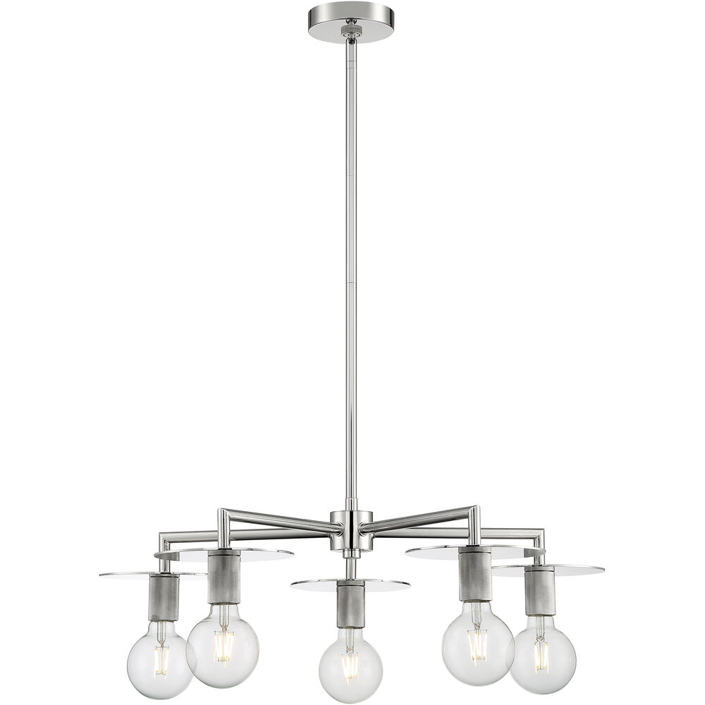 Nuvo Lighting Bizet 5 Light 28 Inch Polished Nickel Chandelier Ceiling Light