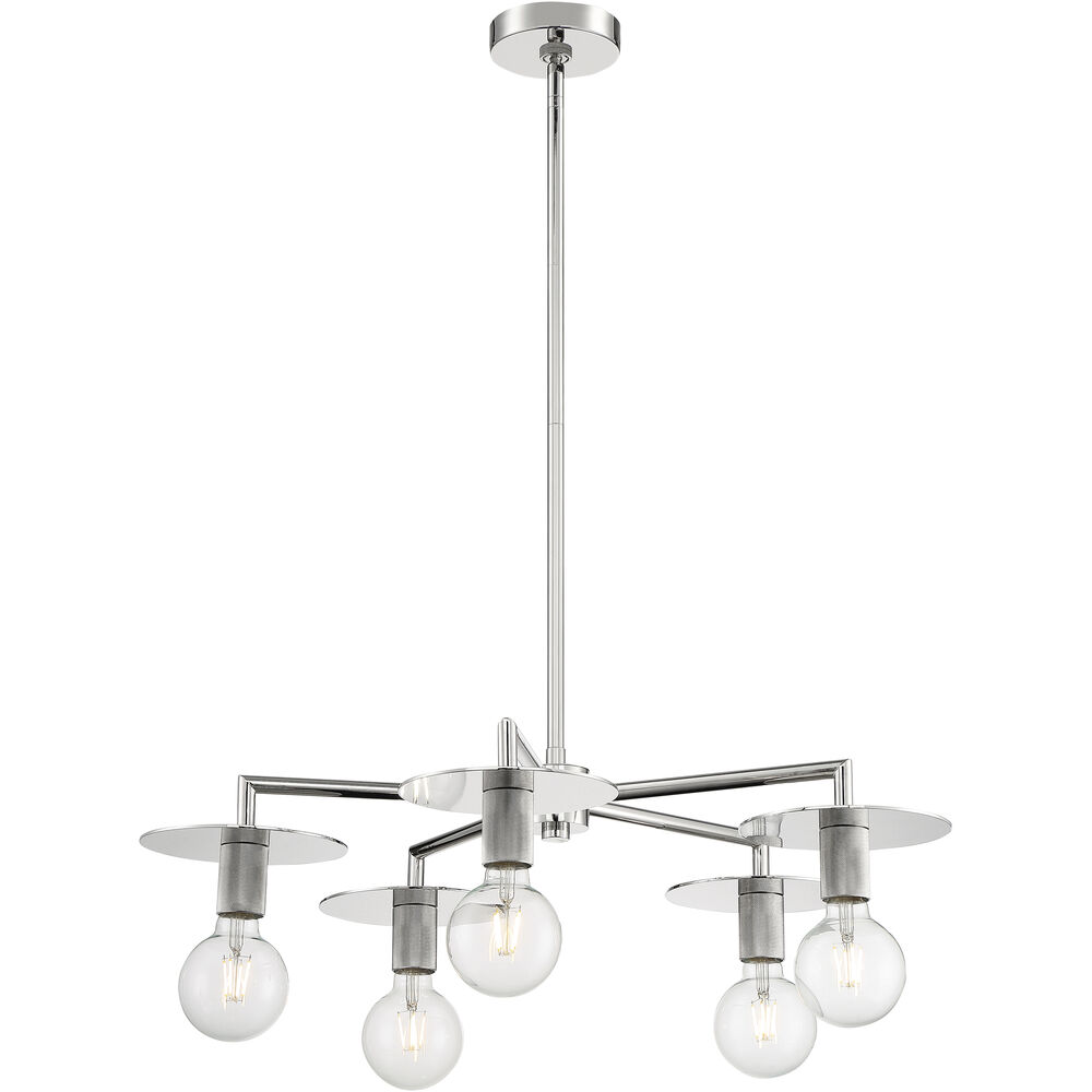 Nuvo Lighting Bizet 5 Light 28 Inch Polished Nickel Chandelier Ceiling Light
