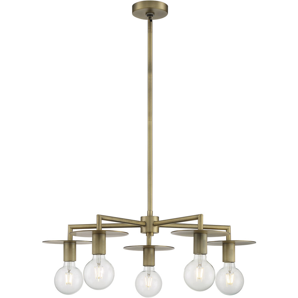 Nuvo Lighting Bizet 5 Light 28 Inch Vintage Brass Chandelier Ceiling Light