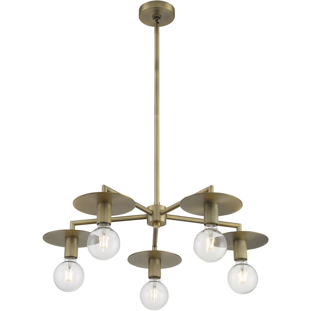 Nuvo Lighting Bizet 5 Light 28 Inch Vintage Brass Chandelier Ceiling Light