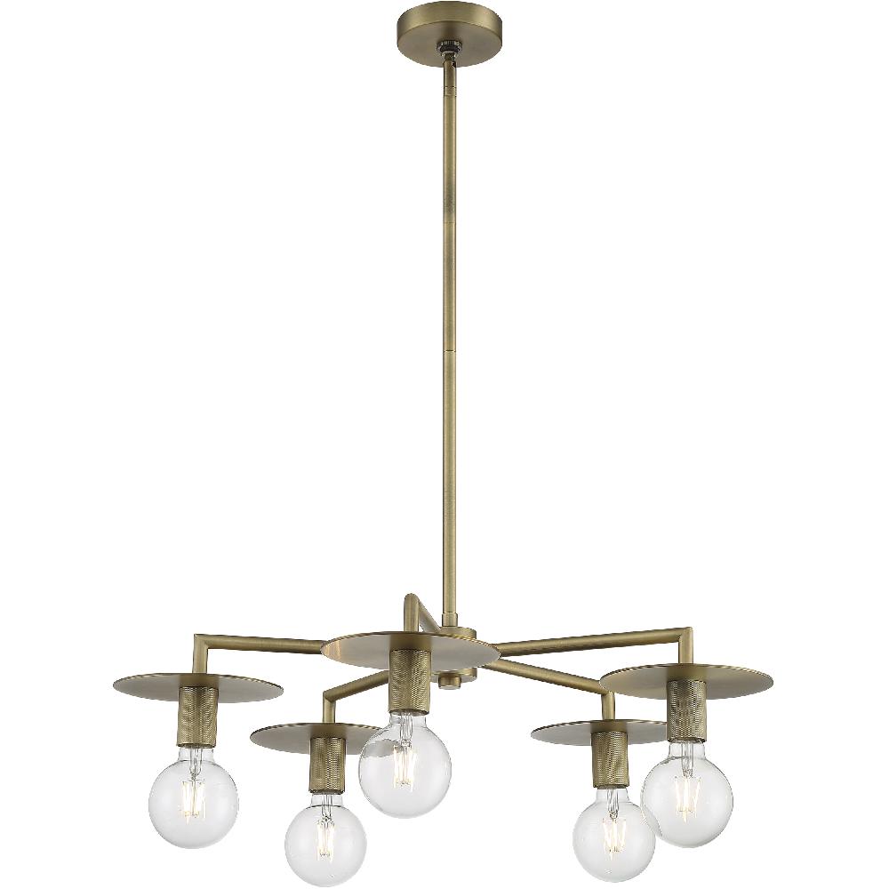 nuvo lighting Bizet 5 Light 28 inch Vintage Brass Chandelier Ceiling Light