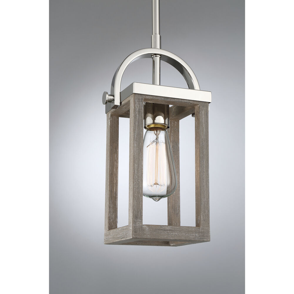 Nuvo Lighting Bliss 1 Light 6.75 Inch Driftwood And Polished Nickel Accents Mini Pendant Ceiling Light