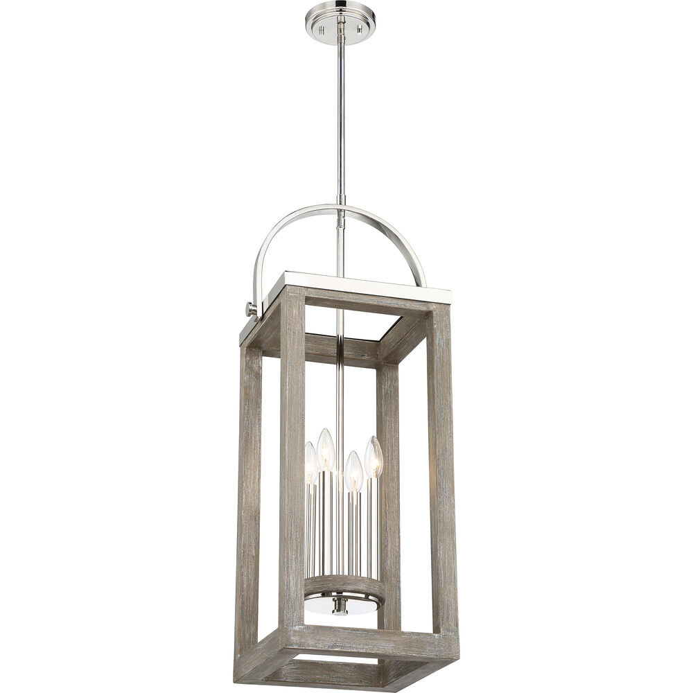 Nuvo Lighting Bliss 4 Light 13.75 Inch Driftwood And Polished Nickel Accents Pendant Ceiling Light