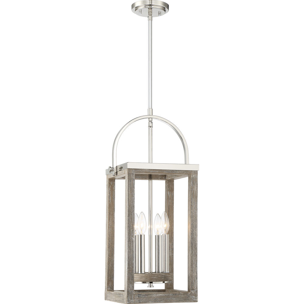 Nuvo Lighting Bliss 4 Light 13.75 Inch Driftwood And Polished Nickel Accents Pendant Ceiling Light