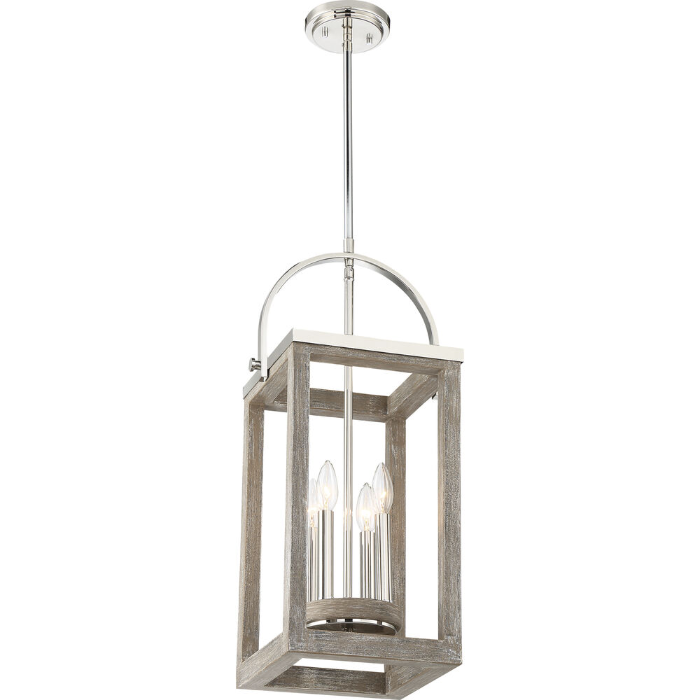 Nuvo Lighting Bliss 4 Light 13.75 Inch Driftwood And Polished Nickel Accents Pendant Ceiling Light
