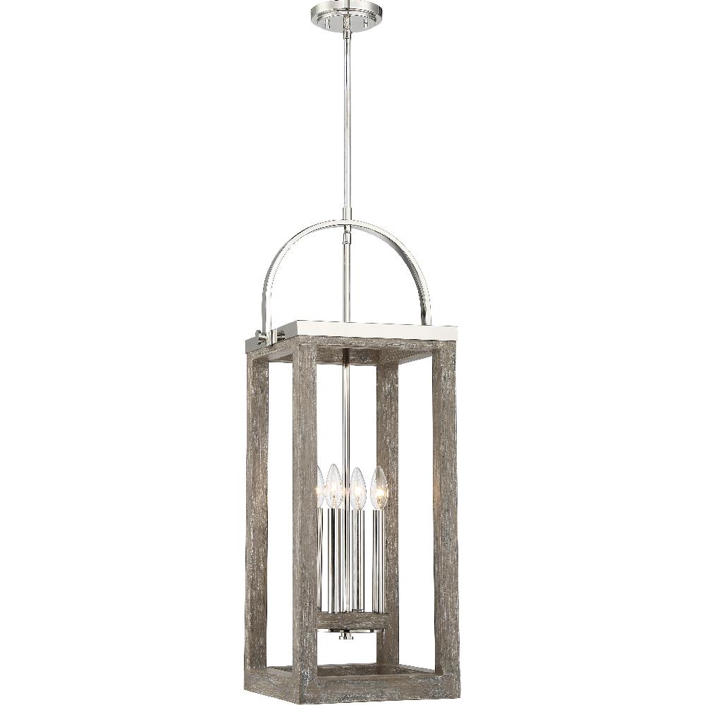 nuvo lighting Bliss 4 Light 13.75 inch Driftwood and Polished Nickel Accents Pendant Ceiling Light