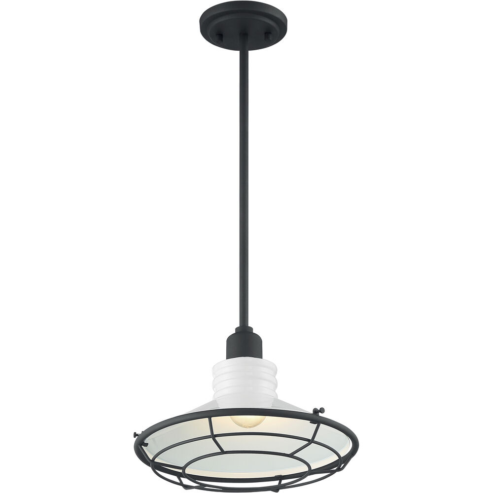 Nuvo Lighting Blue Harbor 1 Light 12 Inch Gloss White And Black Accents Pendant Ceiling Light
