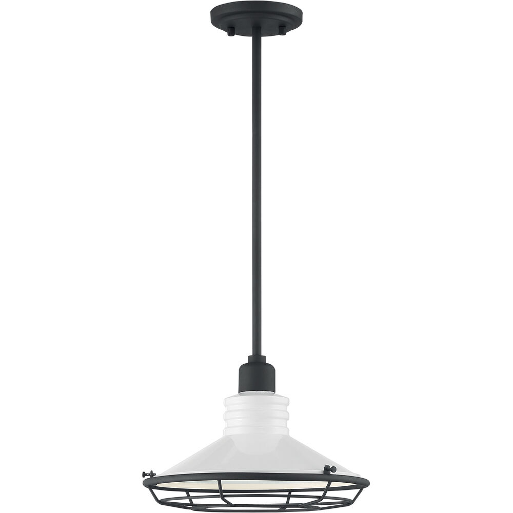 Nuvo Lighting Blue Harbor 1 Light 12 Inch Gloss White And Black Accents Pendant Ceiling Light