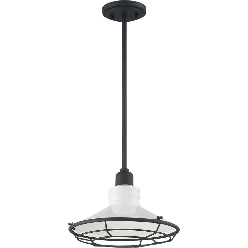 Nuvo Lighting Blue Harbor 1 Light 12 Inch Gloss White And Black Accents Pendant Ceiling Light