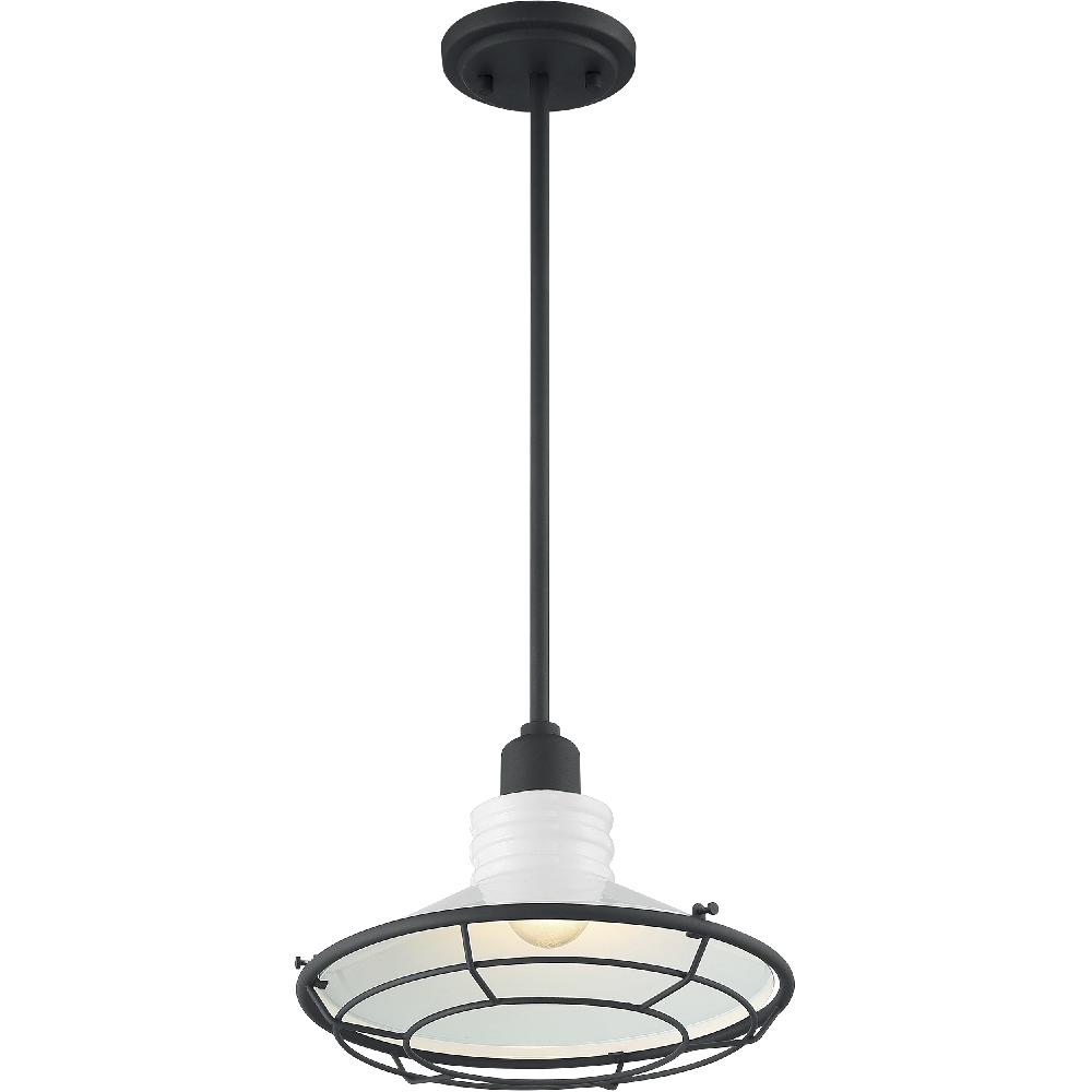 nuvo lighting Blue Harbor 1 Light 12 inch Gloss White and Black Accents Pendant Ceiling Light