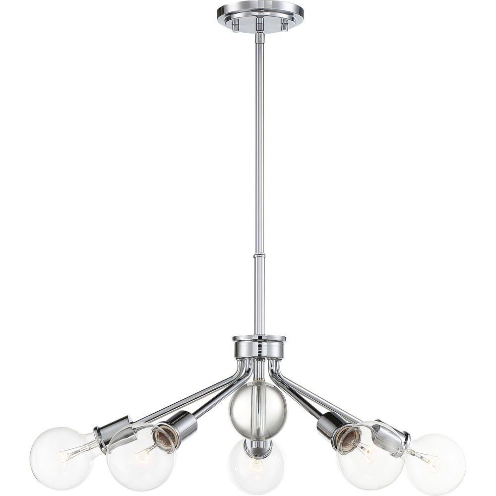 Nuvo Lighting Bounce 5 Light 27 Inch Polished Nickel Pendant Ceiling Light
