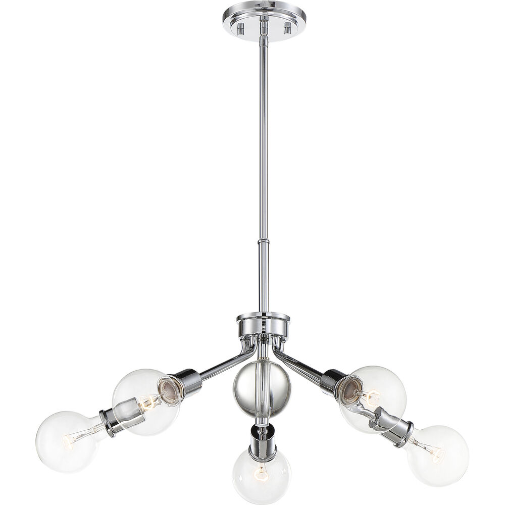 Nuvo Lighting Bounce 5 Light 27 Inch Polished Nickel Pendant Ceiling Light