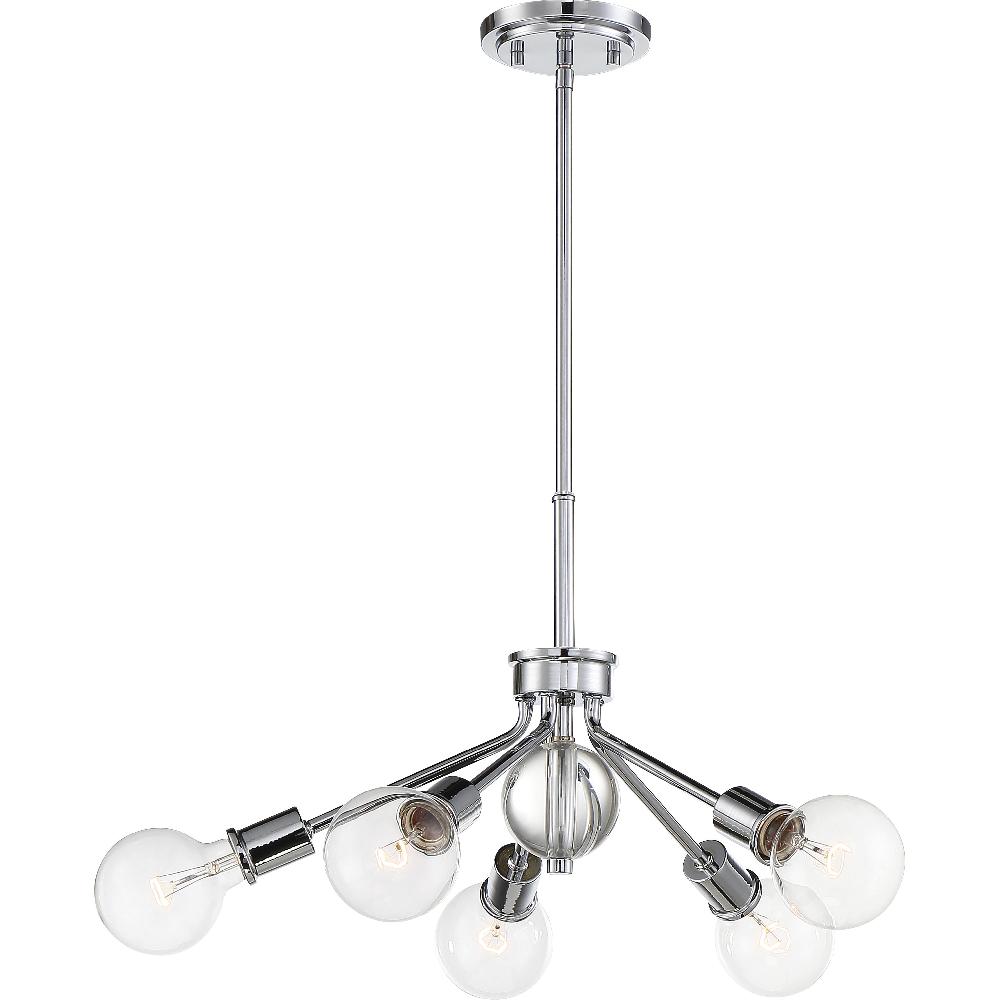 nuvo lighting Bounce 5 Light 27 inch Polished Nickel Pendant Ceiling Light
